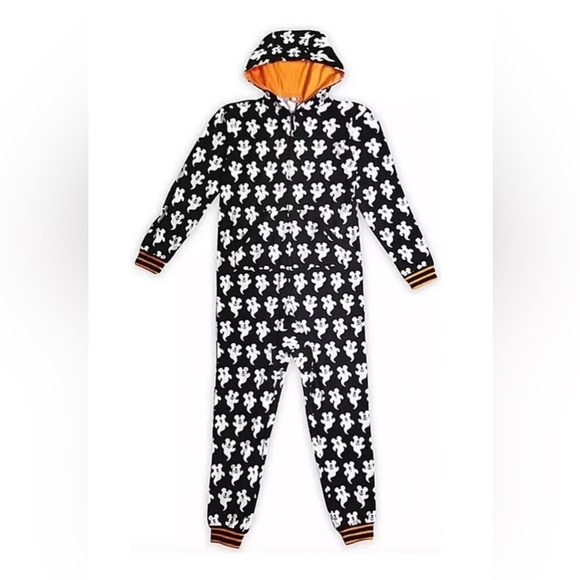 Disney Mickey Mouse Ghost Halloween Bodysuit Pajama Adult Hoodie One Piece XL - Picture 1 of 8